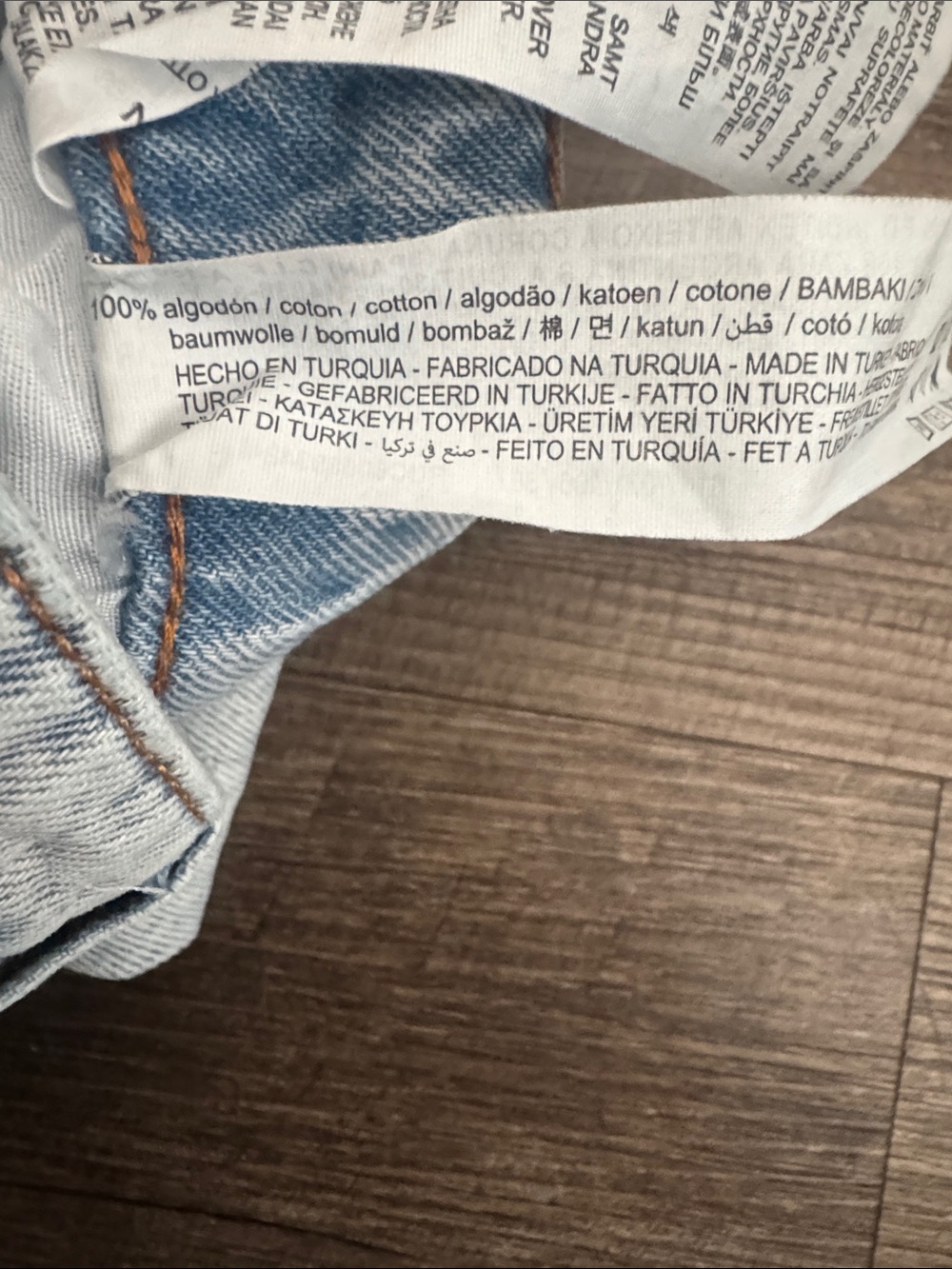 Zara Light Blue Distressed Straight-Leg Jeans - Picture 3 of 3